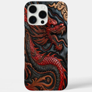 Coques iPhone 16 Pro Max Puissante sculpture d'art de dragon rouge