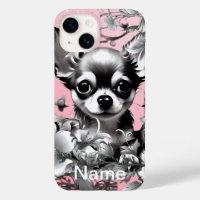 Pup parmi les fleurs change pour votre portrait ai