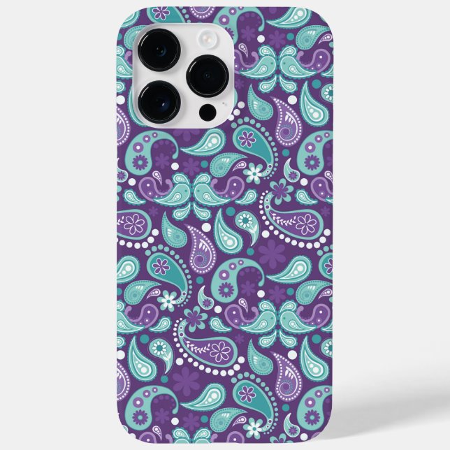 COQUES Case-Mate iPhone PURPLE & AQUA PAISLEY MOTIF (Verso)