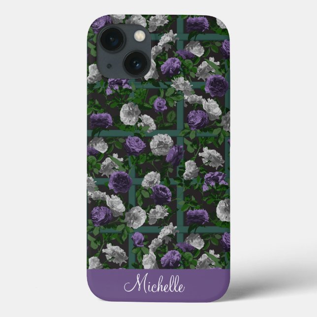Coques Case-Mate iPhone Purple Élégant Roses floraux (Verso)