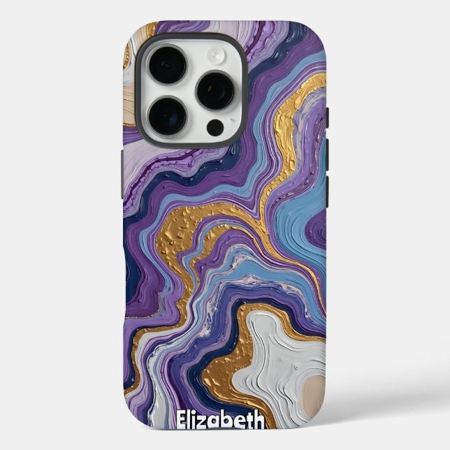 Coques Case-Mate iPhone Purple et or Art Abstrait (Verso)