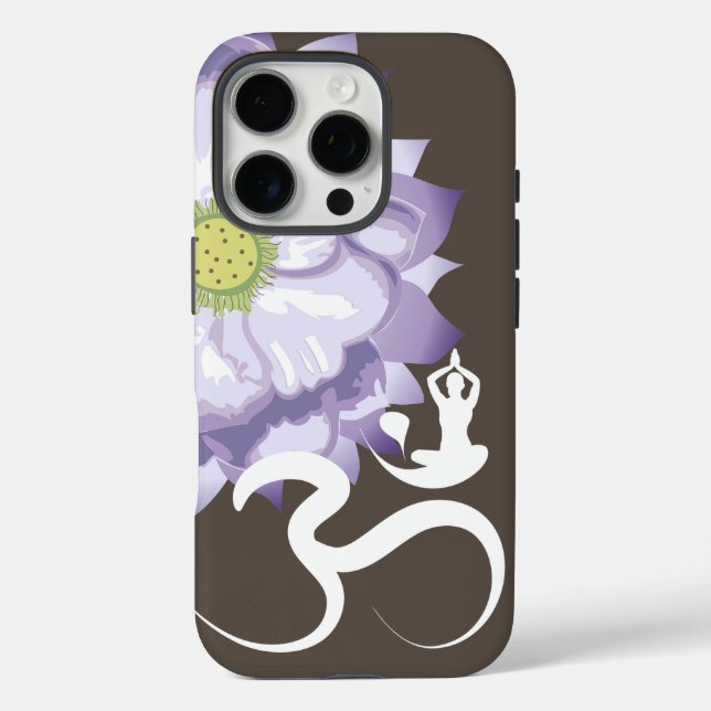 Coques Case-Mate iPhone Purple Lotus Fleur Yoga & Om/Aum Zen Calligraphie (Verso)