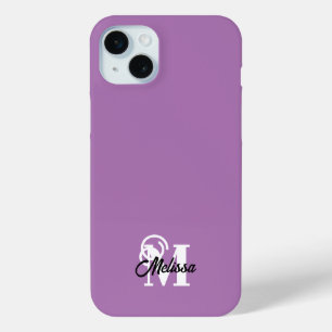 Coque iPhone 15 Mini Purple minimaliste monogramed