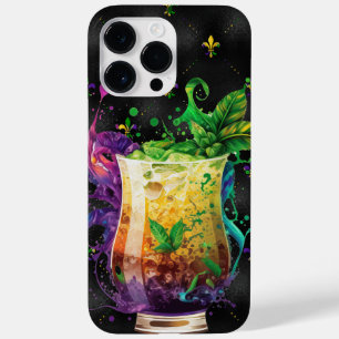 COQUE POUR POUR iPhone 14 PRO MAX PURPLE OR VERT MARDI GRAS BOISSONS FESTIVES