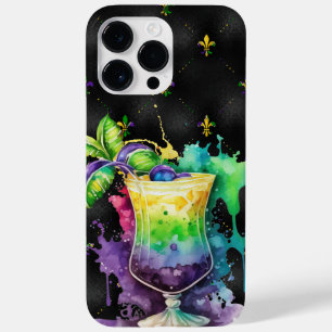 COQUE POUR POUR iPhone 14 PRO MAX PURPLE OR VERT MARDI GRAS BOISSONS FESTIVES