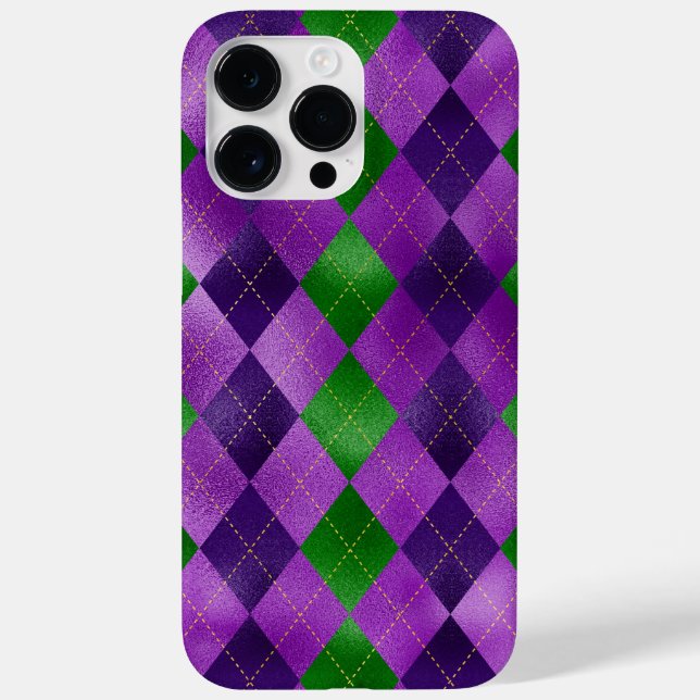 COQUES Case-Mate iPhone PURPLE OR VERT MARDI GRAS DIAMOND MOTIFS (Verso)