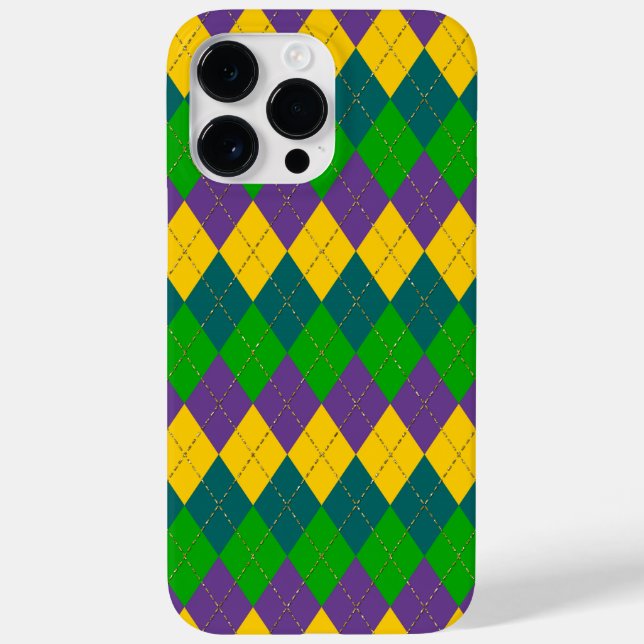 COQUES Case-Mate iPhone PURPLE OR VERT MARDI GRAS DIAMOND MOTIFS (Verso)