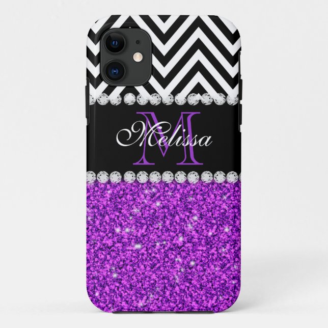 COQUES Case-Mate iPhone PURPLE PARTIES SCINTILLANT NOIR CHEVRON MONOGRAMME (Dos)