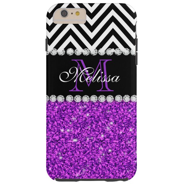 COQUES Case-Mate iPhone PURPLE PARTIES SCINTILLANT NOIR CHEVRON MONOGRAMME (Dos)