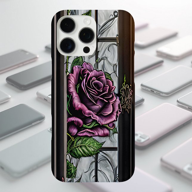 Coques Case-Mate iPhone Purple roses by the window - gothic style (Créateur téléchargé)