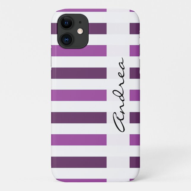 Coques Case-Mate iPhone Purple Stripes, Lines, Striped Pattern, Your Name (Dos)