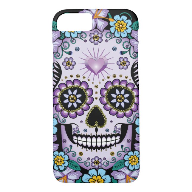 Coques Case-Mate iPhone Purple Sugar Skull (Dos)