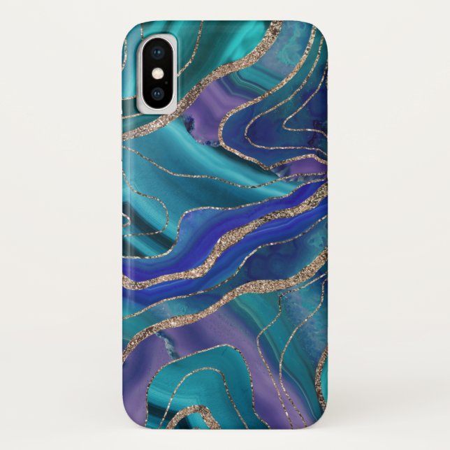 Coques Case-Mate iPhone Purple Turquoise Galaxy Nebula Agate No. 1 Parties (Dos)