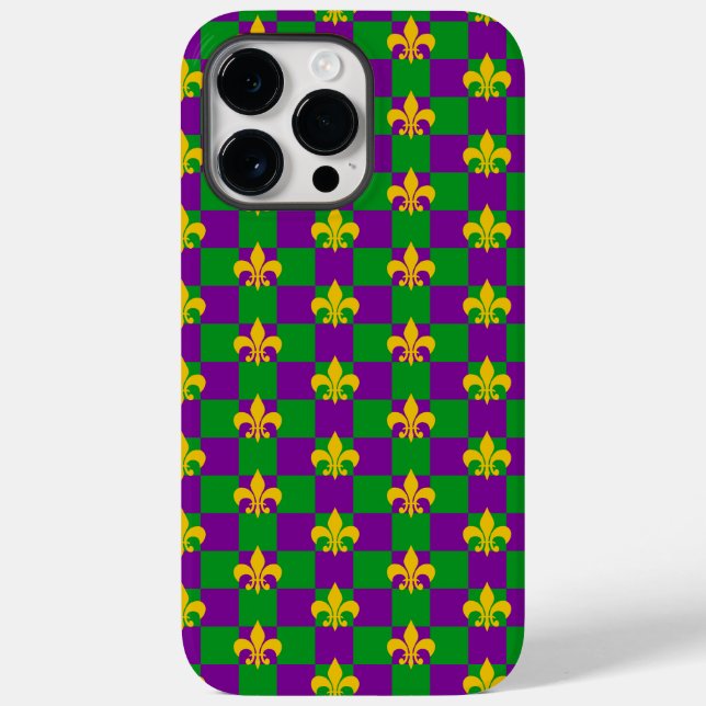 COQUES Case-Mate iPhone PURPLE VERT JAUNE MARDI GRAS MOTIF (Verso)