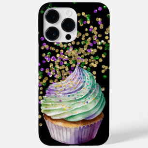 COQUE POUR POUR iPhone 14 PRO MAX PURPLE VERT OR MARDI GRAS CUPCAKE