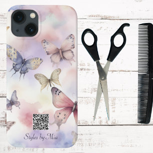 Case-Mate iPhone Case QR Code Entreprise ou Personnel Papillons Pastel