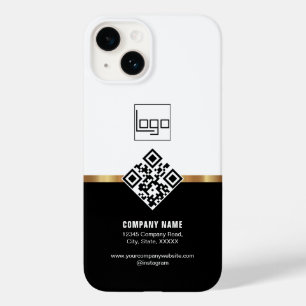 Coque Pour iPhone 14 QR Code Professional Custom Logo Black Gold Modern