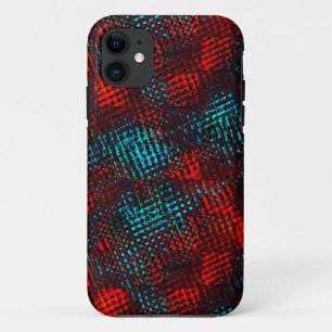 Case-Mate iPhone Case Quadriculados riscados em azul claro e vermelho.