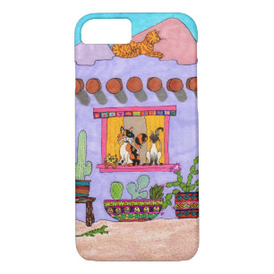 Coque iPhone 8/7 Quatre chats dans une maison violette Adobe House
