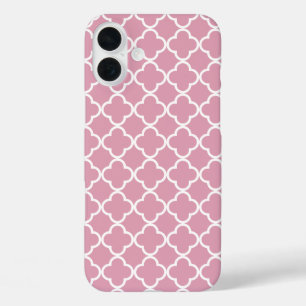 Coques iPhone 16 Plus Quatrefoil blanc rose