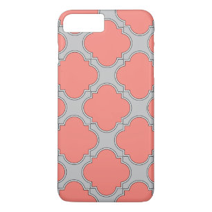 Coques Pour iPhone Quatrefoil corail et gris