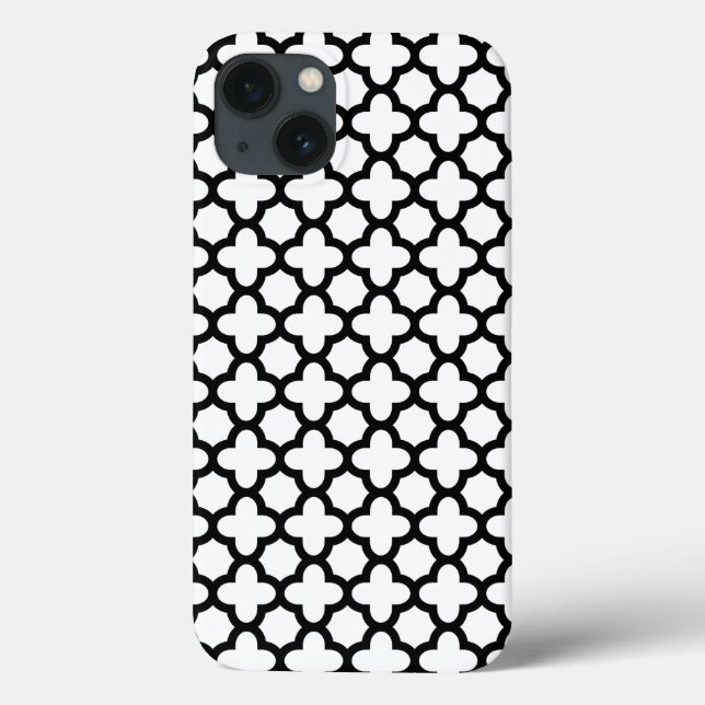 Coques Case-Mate iPhone Quatrefoil noir et blanc (Verso)