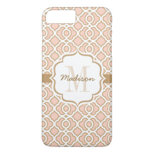Coque iPhone 8 Plus/7 Plus Quatrefosse rose et or monogramme