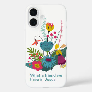 Coque Pour iPhone 16 Quel ami nous avons en Jésus Abstrait Floral