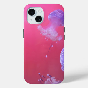 Coque Pour iPhone 15 Quirky Jellyfish in the Pink Water