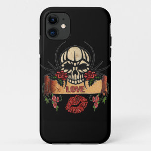 Coques Pour iPhone RAB Rockabilly Crâne Roses Amour Rouge à lèvres