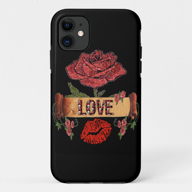 Coques Case-Mate iPhone RAB Rockabilly Valentine Roses, Love & Lipstick (Dos)