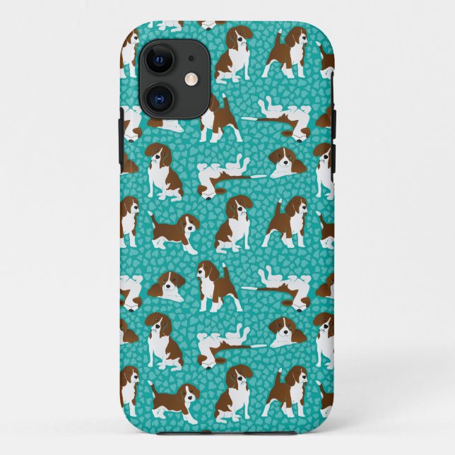 Coques Case-Mate iPhone race de chien beagle - turquoise (Dos)