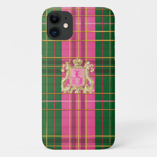 Case-Mate iPhone Case Raffiné monogramme rose et vert plaid