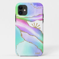 *~* Rainbow Agate Sun Rays Gold Pastel