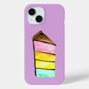 Coque Pour iPhone 15 Rainbow Cake watercolor