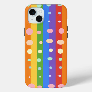 COQUE iPhone 15 MINI RAINBOW DOT STRIPES