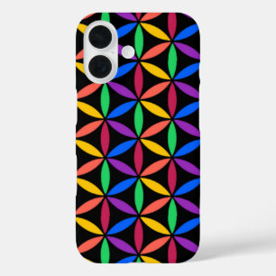 Coque Pour iPhone 16 Rainbow Flower of Life Motif Coque-Mate iPhone Ca