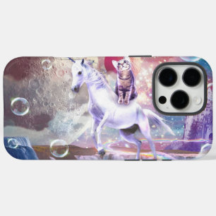Coques iPhone 16 Pro Max Rainbow galaxy chat équitation licorne dans l'espa