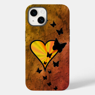 Coque Pour iPhone 14 Rainbow heart and Butterfly