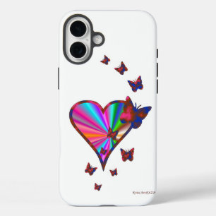 Coques iPhone 16 Plus Rainbow heart and Butterfly