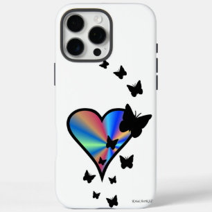 iPhone 16 Pro Max Case Rainbow heart and Butterfly