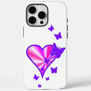 iPhone 16 Pro Max Case Rainbow heart and Butterfly