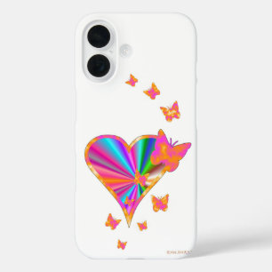 Coques iPhone 16 Rainbow heart and Butterfly