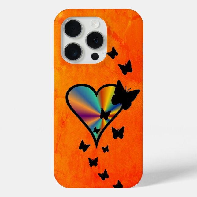Coques Case-Mate iPhone Rainbow heart and Butterfly (Verso)