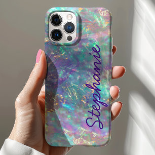 Case-Mate iPhone Case Rainbow Opal Gemstone Iridescente Nom du monogramm