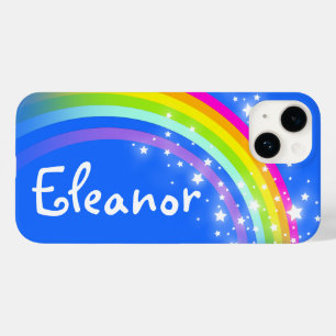 Coque Pour iPhone 14 Rainbow personnalisé ajouter votre nom bleu ciel