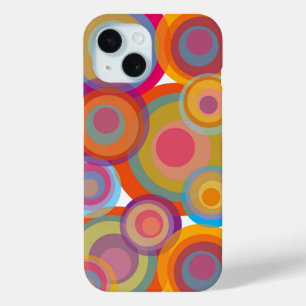 Coque Pour iPhone 15 Rainbow Pop Cercles Coloré Retro Fun Super Chic