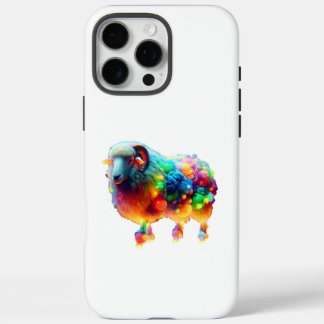 Coques iPhone 16 Pro Max Rainbow Sheep Art – Glowing Colorful Wool, Fantasy