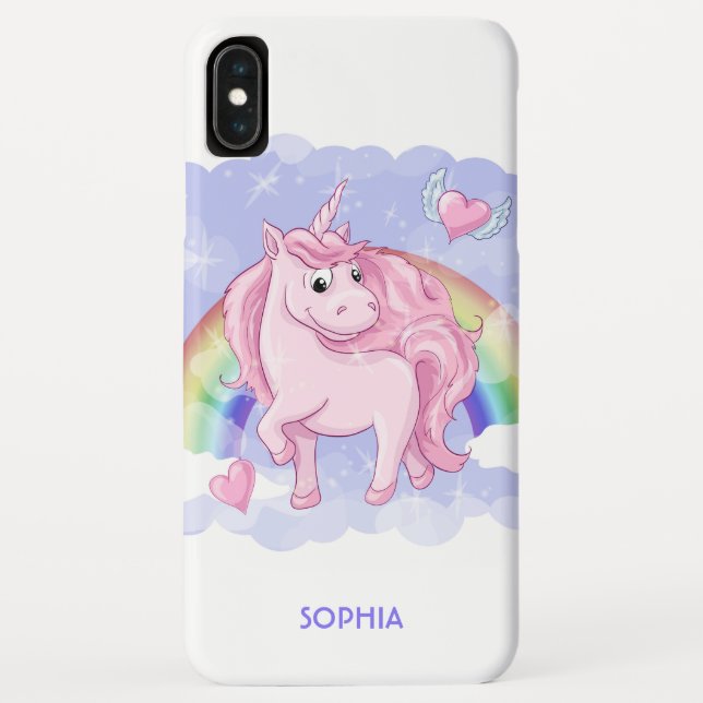 Coques Case-Mate iPhone Rainbow Unicorn Nom personnalisé (Dos)