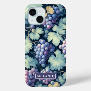 Coque Pour iPhone 15 Raisins violets Feuilles verts Personnalisés